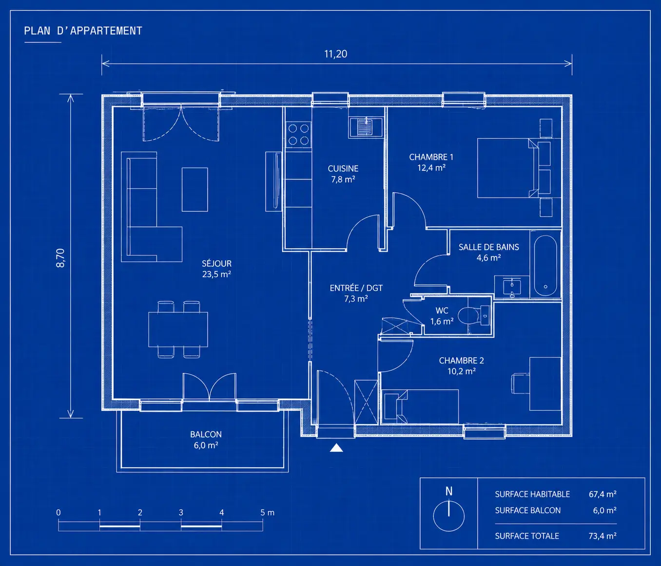 Plan d'architecte d'un appartement parisien, le terrain de chasse de Perle Rare.