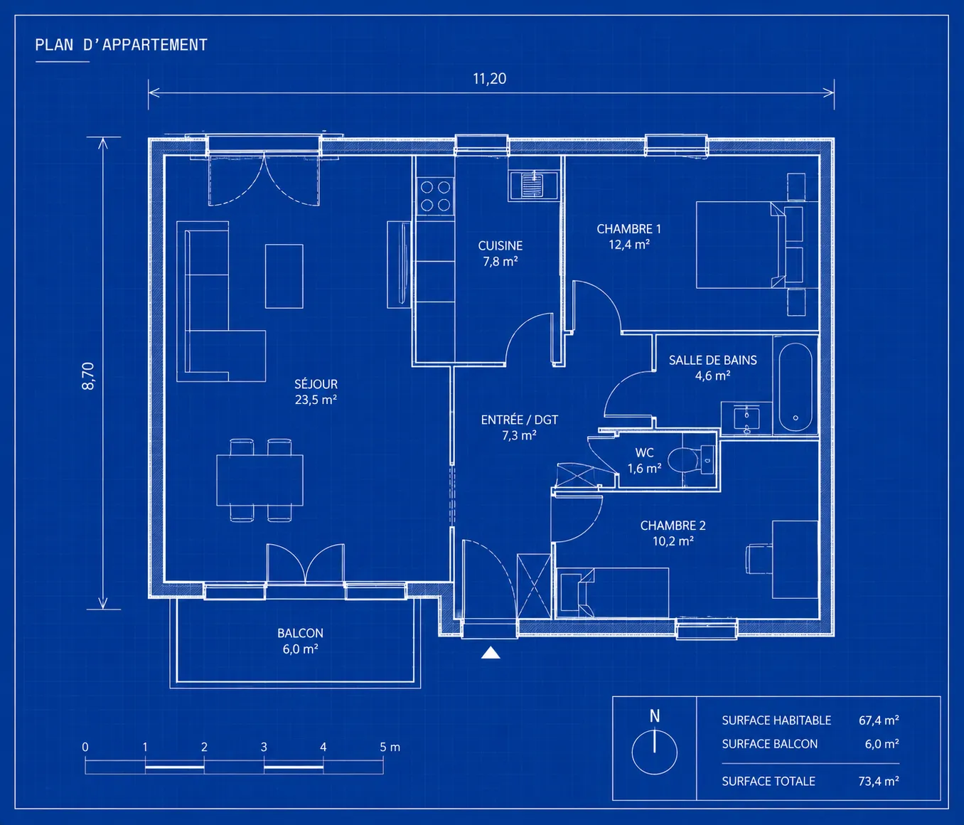 Plan d'architecte d'un appartement parisien, le terrain de chasse de Perle Rare.